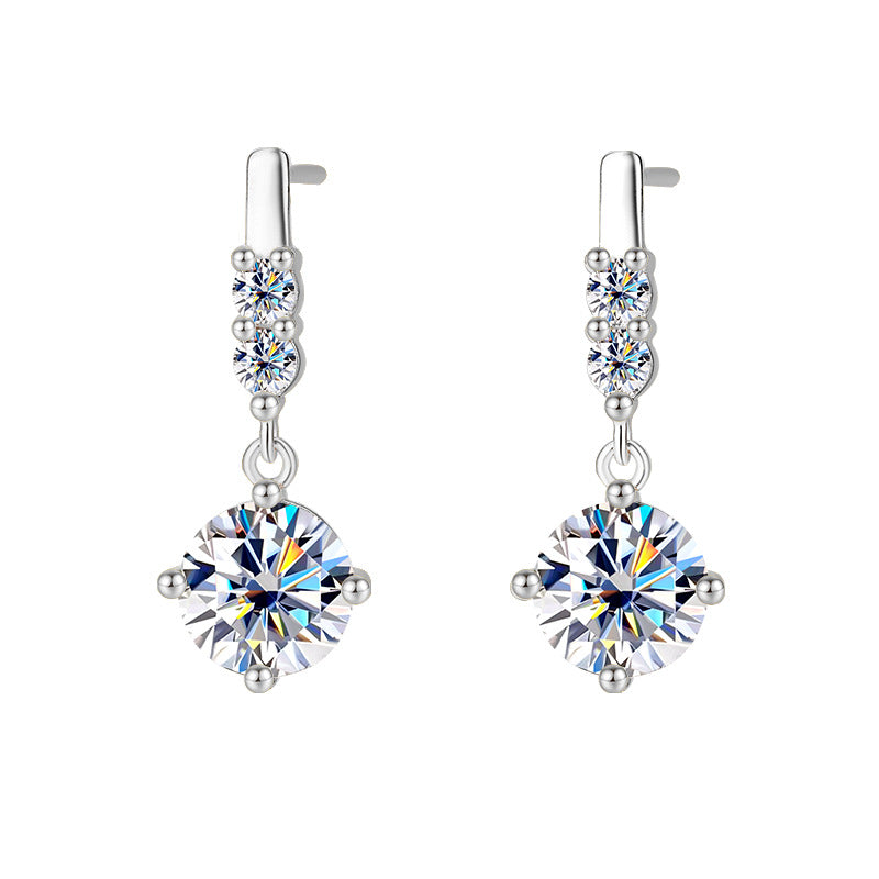 silver earrings with moissanite stones 925 sterling