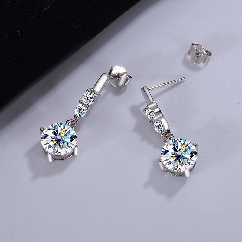 silver earrings with moissanite stones 925 sterling