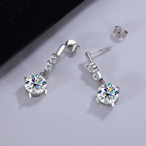 silver earrings with moissanite stones 925 sterling